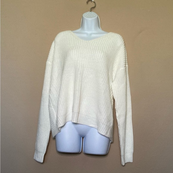 Boohoo Cream Twist-Knit Reversible Sweater - Picture 3 of 6